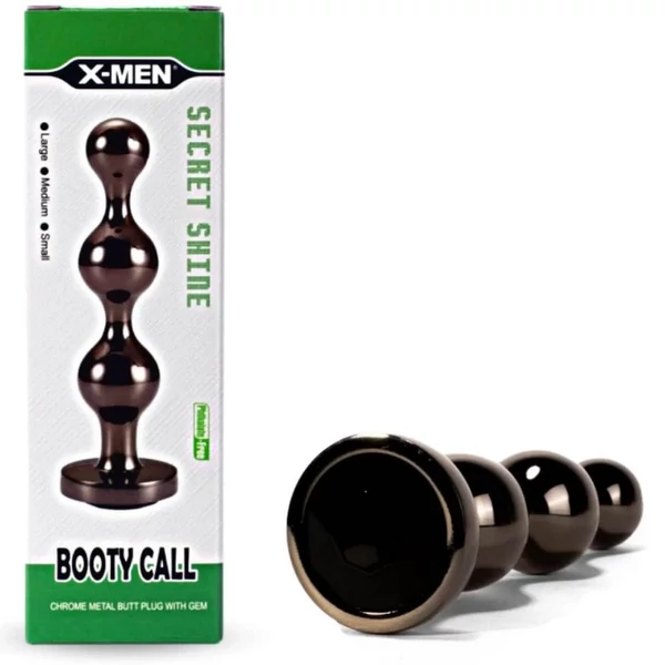Fém anál gyöngysor ékkővel fekete M méret Secret shine booty call