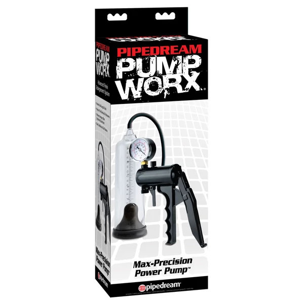 Péniszpumpa nyomásmérővel Max-precision power pump  clear/black