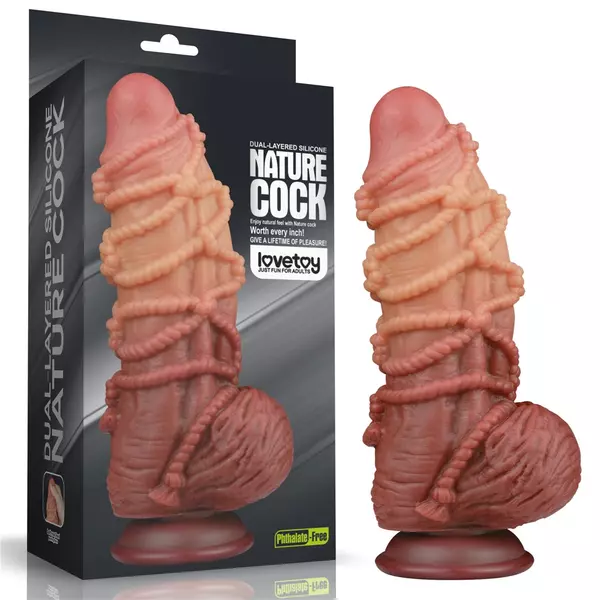 Kétrétegű nagy dildó 24 cm-es tapadótalpas platinum silicone cock with kötéllel