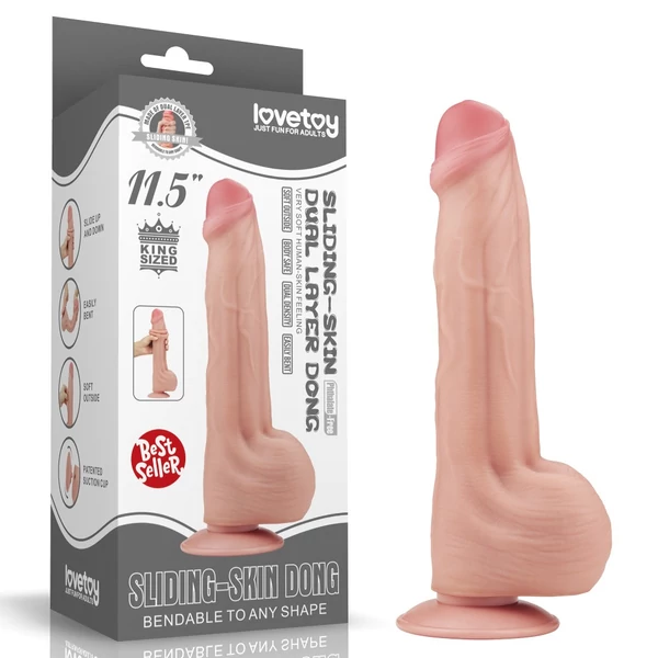 Valósághű kétrétegű dildó 29 cm king sized sliding skin dual layer dong