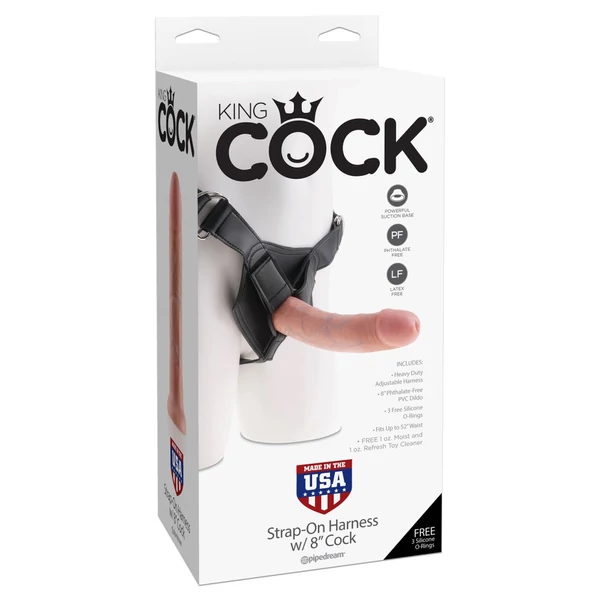 Realisztikus dildó hámmal 20,3 cm Strap on harness with 8" cock light