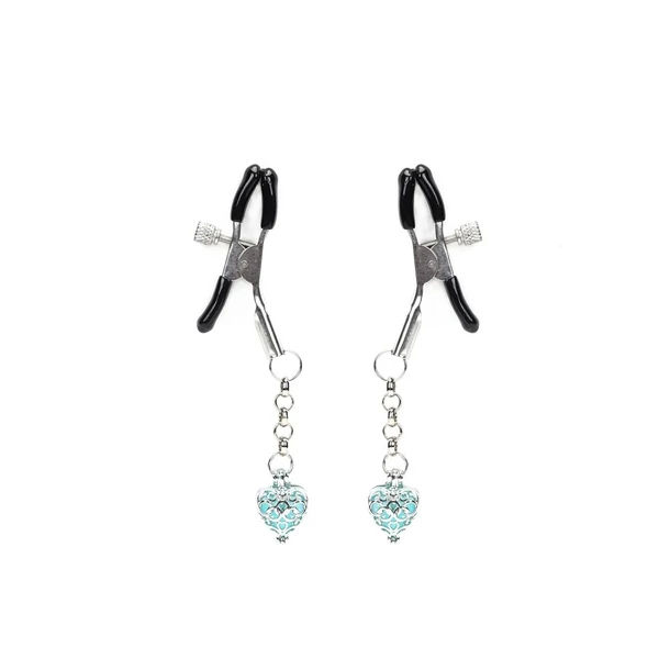 Mellbimbócsipesz világító díszítéssel Glow-in-dark nipple clamps, light blue
