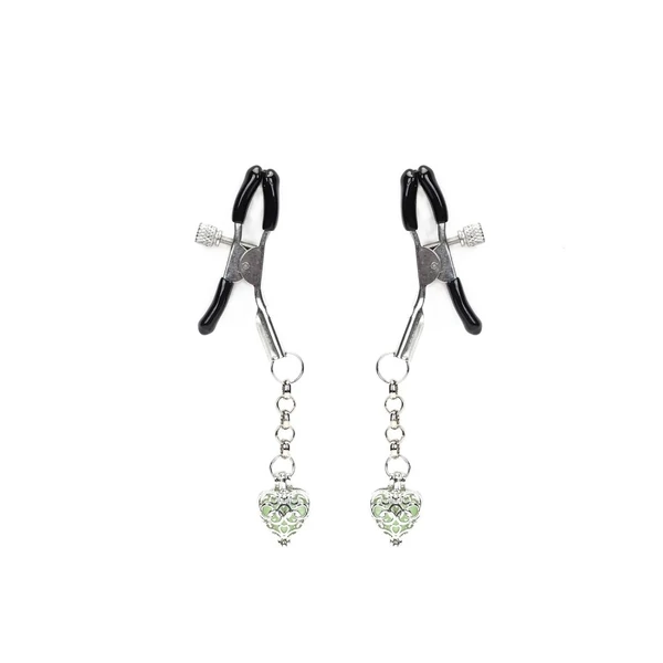 Mellbimbócsipesz világító díszítéssel Glow-in-dark nipple clamps, green