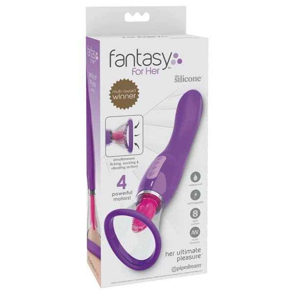 Vaginapumpa csiklóizgató nyelvecskével és vibációval Her ultimate pleasure purple