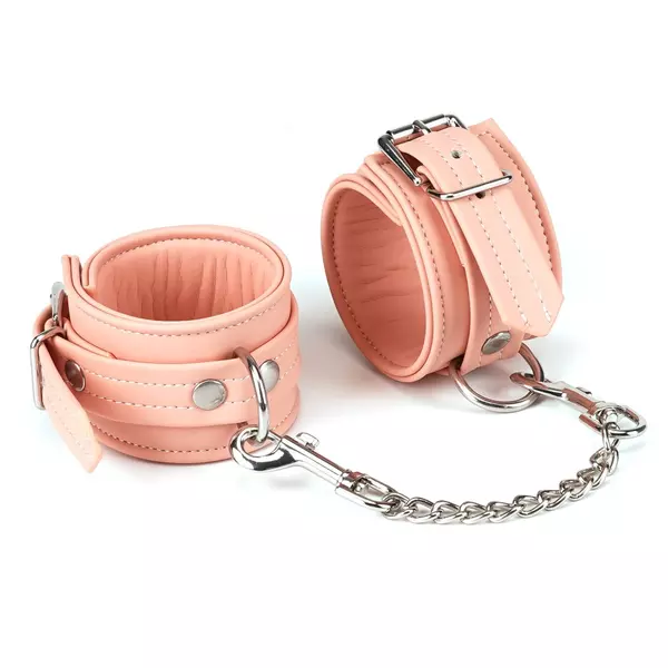 Bilincs lánccal Pink organosilicon wrist cuffs műbőr csuklómandzsetta