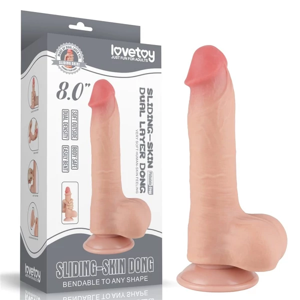 Csúszóbőrös dupla rétegű realisztikus herés dildó 20 cm világos - 8'' Sliding Skin Dual Layer Dong Flesh I