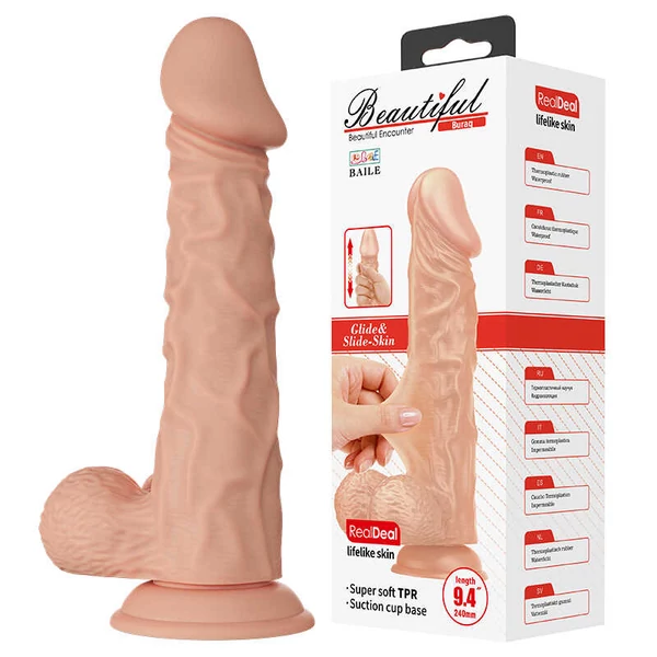 Realisztikus herés világos dildó Beautiful Buraq 24 cm