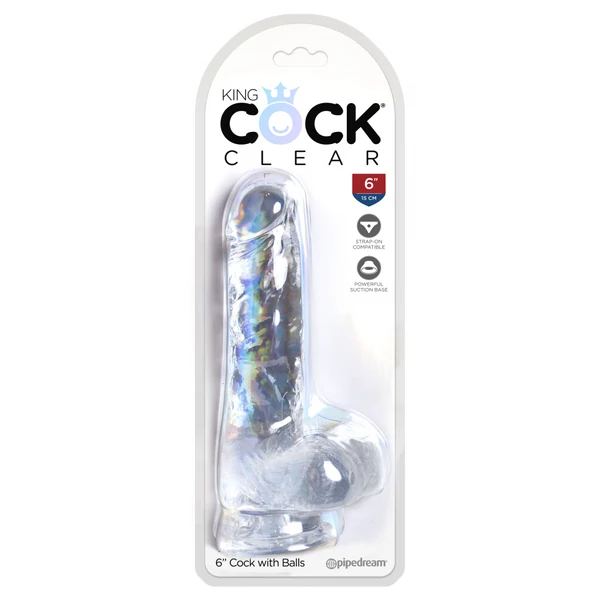 King Cock Clear színtelen herés dildó 15 cm