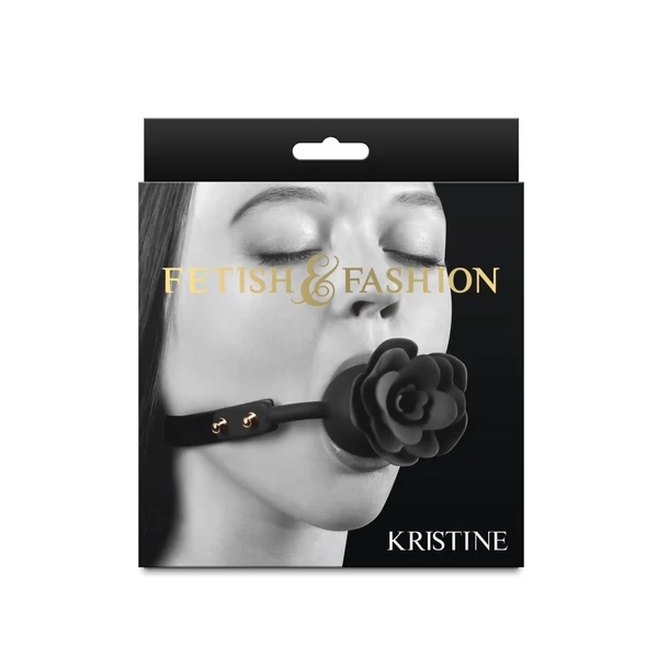 Fekete szilikon golyós szájpecek rózsa díszítéssel - Fetish & Fashion Kristine black
