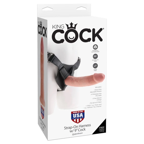 Realisztikus dildó hámmal 22,8 cm Strap on harness with 9" cock light