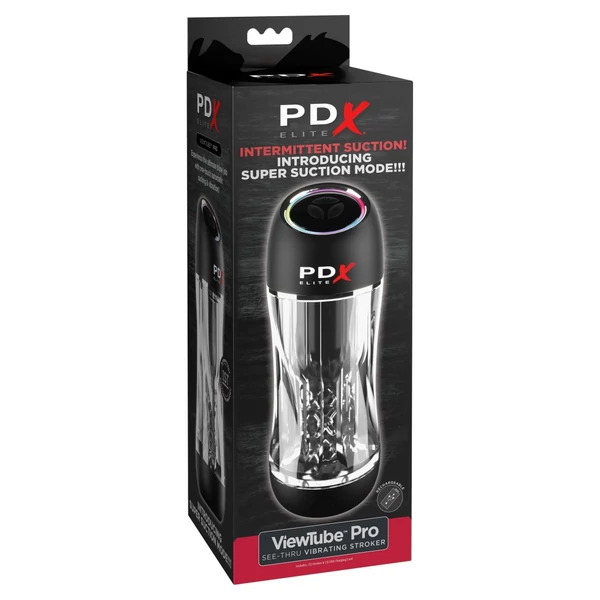 Vibrációs és szívó funkciós átlátszó maszturbátor PDX Viewtube pro