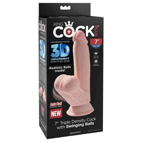Ultrarealisztikus dildó mozgó herékkel 17,8 cm - 7" triple density cock with swinging balls light