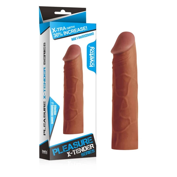 Péniszhosszabbító köpeny (+2,5cm) Pleasure X-Tender Penis Sleeve Brown 1