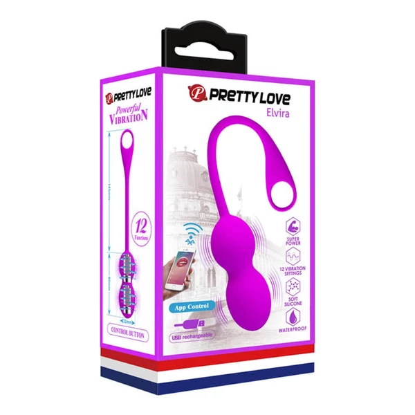 Applikációs vibrációs gésagolyó Pretty Love Elvira purple