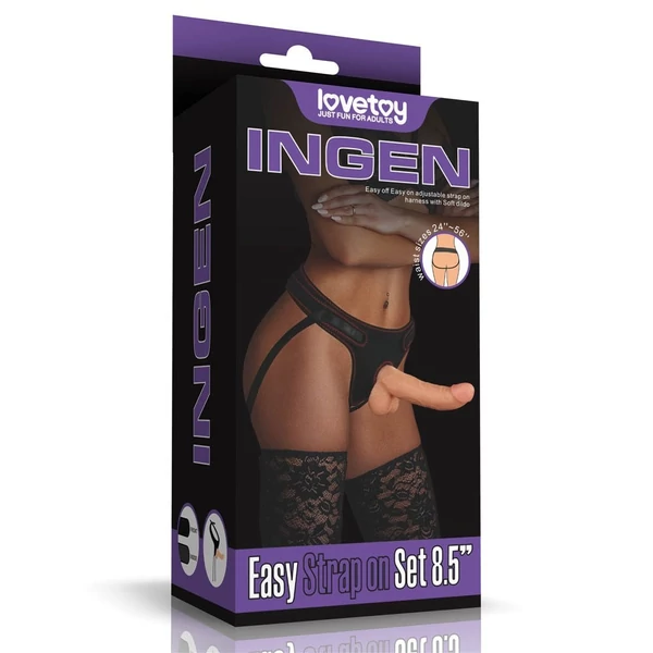 Felcsatolható herés világos dildó hámmal 21,5 cm - Easy Strapon Set 8.5''