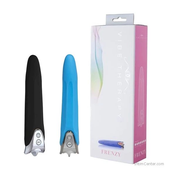 Frenzy, szárától keskenyedő, modern, luxus vibrátor (kék)
